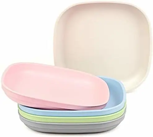 

of 5 - 9" Deep Walled Dinner Plates | USA from Recycled Plastic | BPA FREE | Stackable for EASY Storage| Dishwasher and Mic