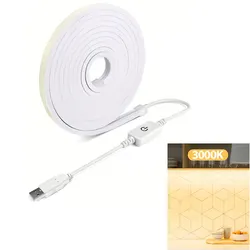 USB-Powered Waterproof Neon LED Strip Lights - 2m (3000K Warm light)
