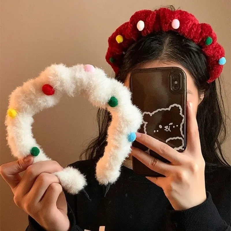 Creative Colorful Candy Beans Christmas Red Plush Women's Headwear High Top Hair Clip Headpiece 2025 Autumn/Winter Style