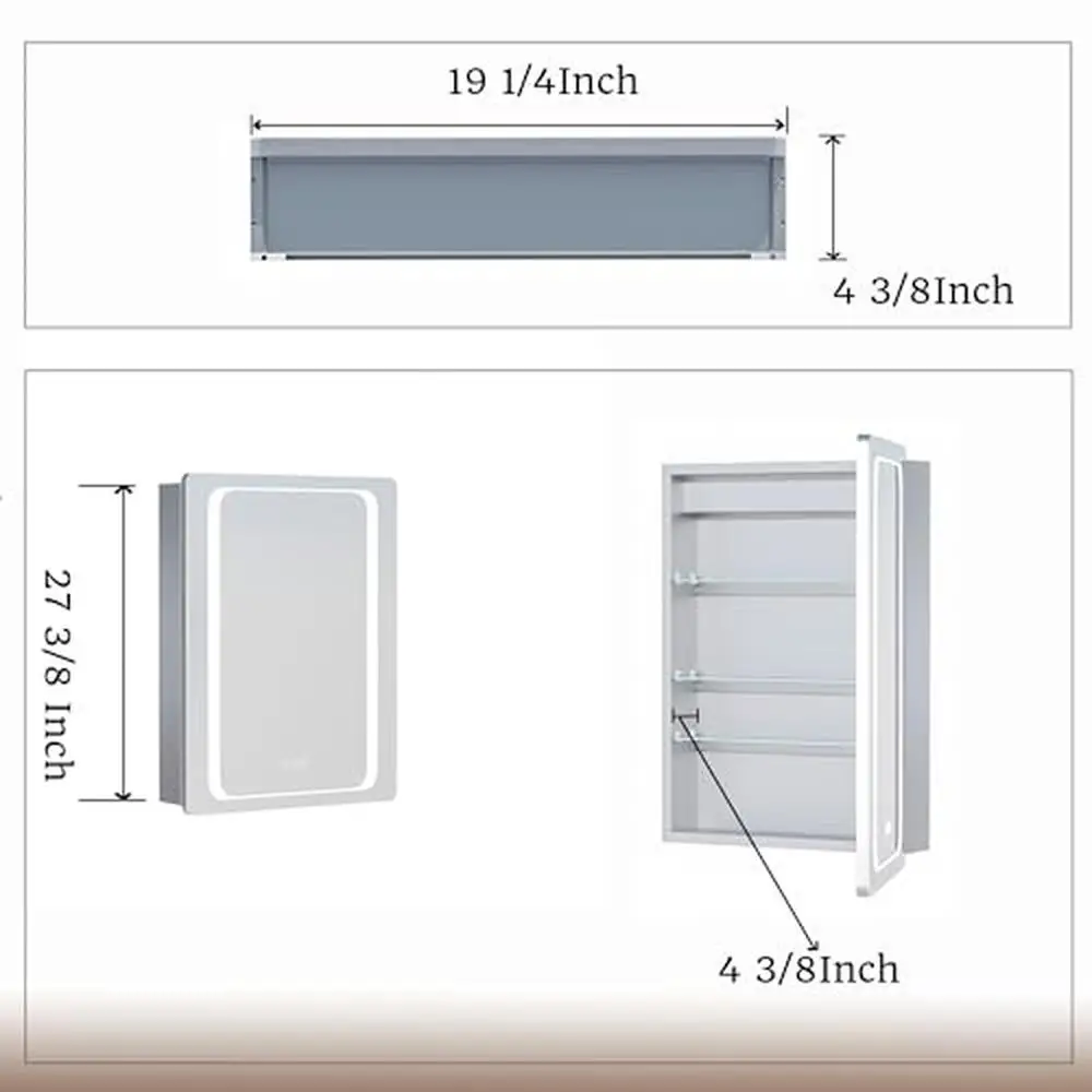 20x30" LED Lighted Mirror Aluminum Bathroom Recessed Medicine Cabinet