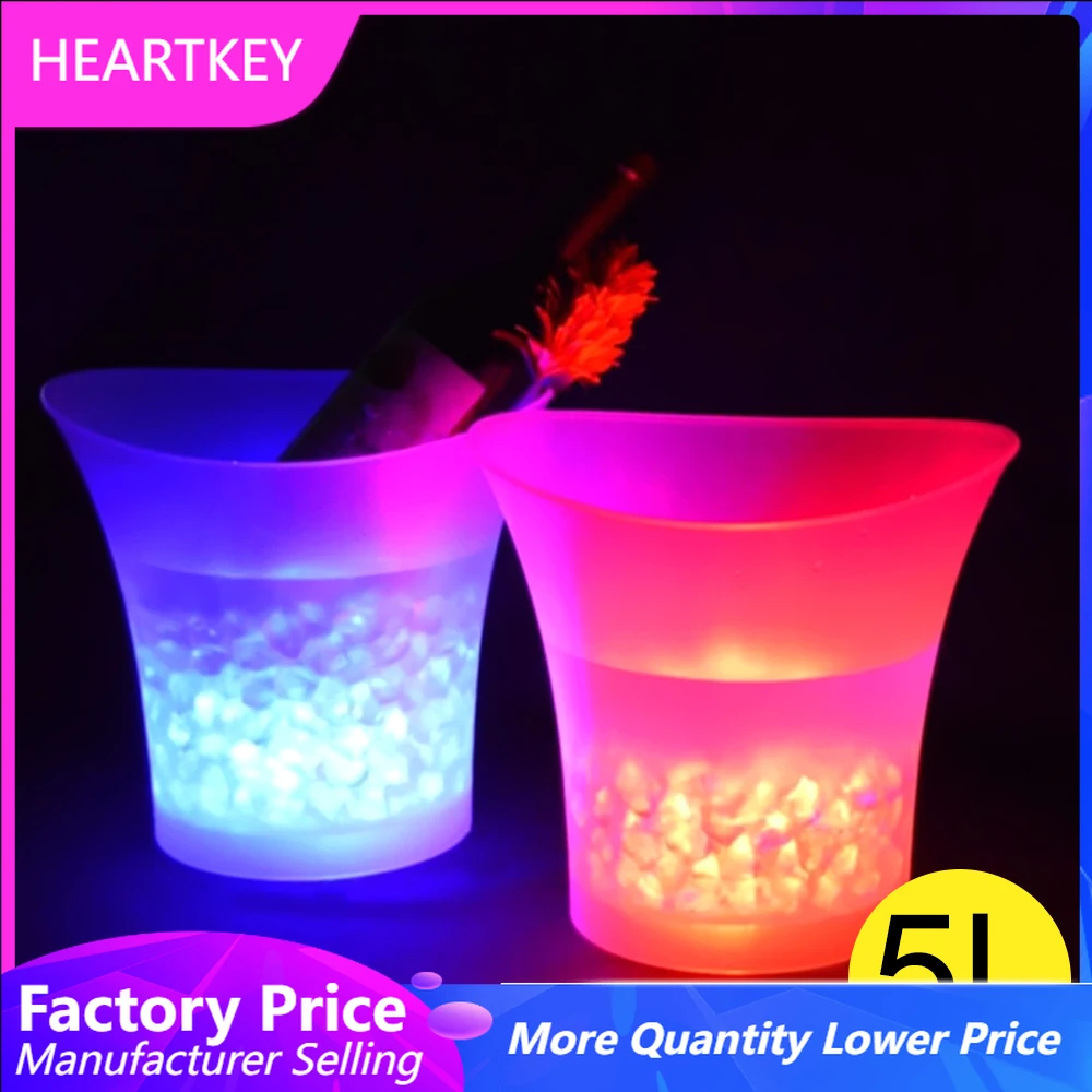 

5L LED Ice Bucket 4 Color Waterproof Plastic Bar Nightclub Light Up Champagne Whiskey Beer Bucket Bars Night Party