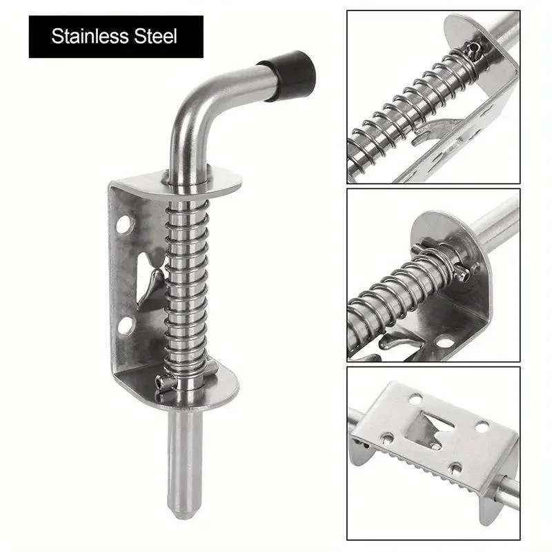 1/2PCS Spring Loaded Latch Pin 304 Stainless Steel Silver Window Cabinet Hinges Security Door Bolt Latch For Household Hardware door latch