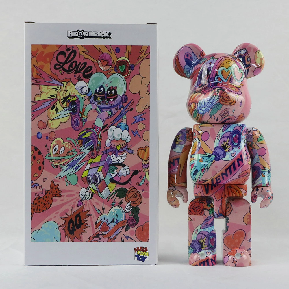 

Bearbrick 400% Qq Valentine's Day Trendy Teddy Bear Doll Be@rbrick 28cm Abs Plastic Color Box Gift Joint Rotation With Sound