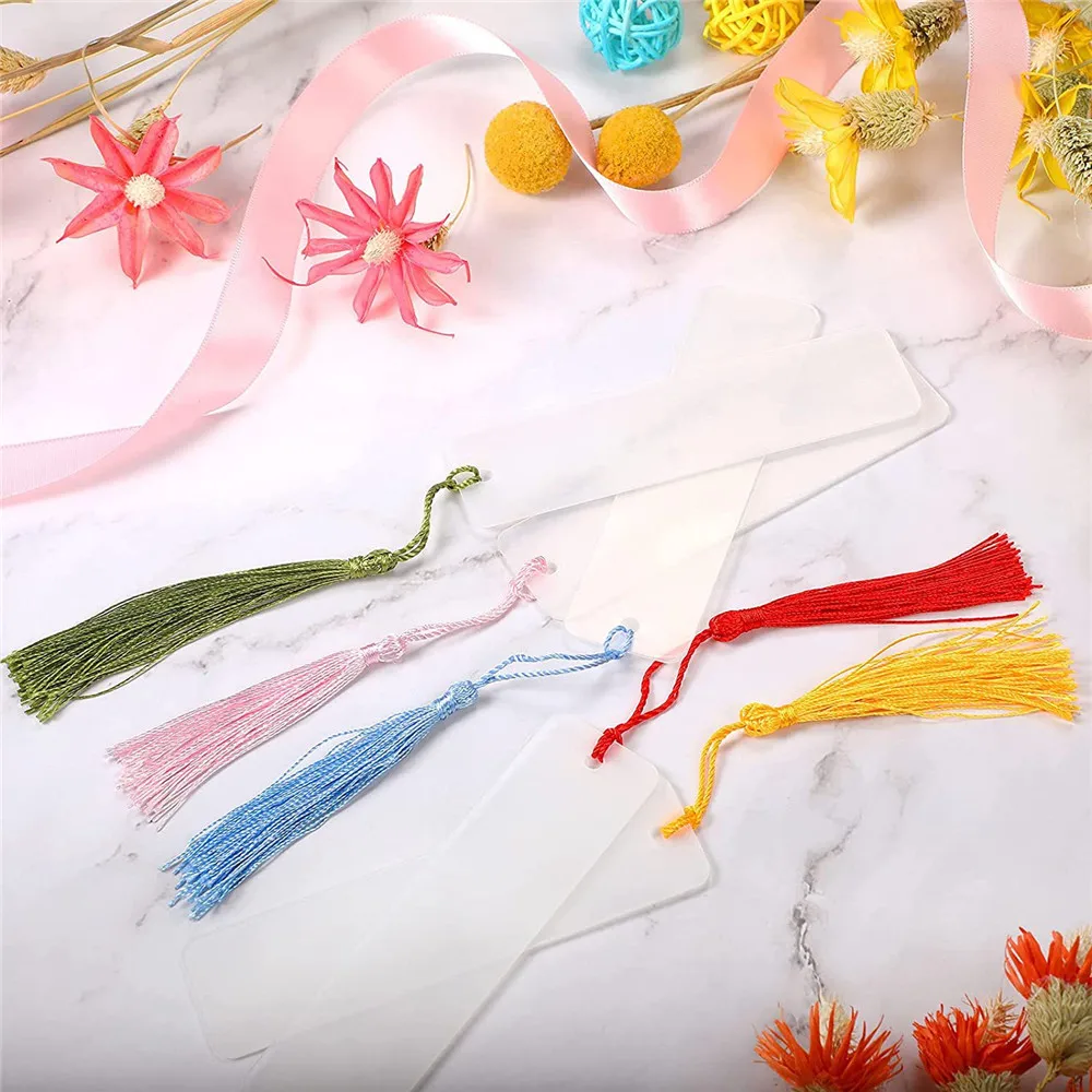 Bookmarks Stationery Supplies Acrylic Bookmark 15pcs Blank Bookmark Acrylic Blank Bookmarks with Tassels Diy Unfinished Bookmarkers Colorful Crafts Decors Ornaments Tags Gift