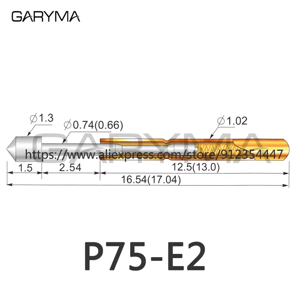 100Pcs P75-A2 P75-B1 P75-1D P75-D2 P75-D3 P75-E2 P75-E3 P75-F1 P75-G2 R75-1S R75-2S 3S Spring Test Probes Pogo Pins Receptacle image 5