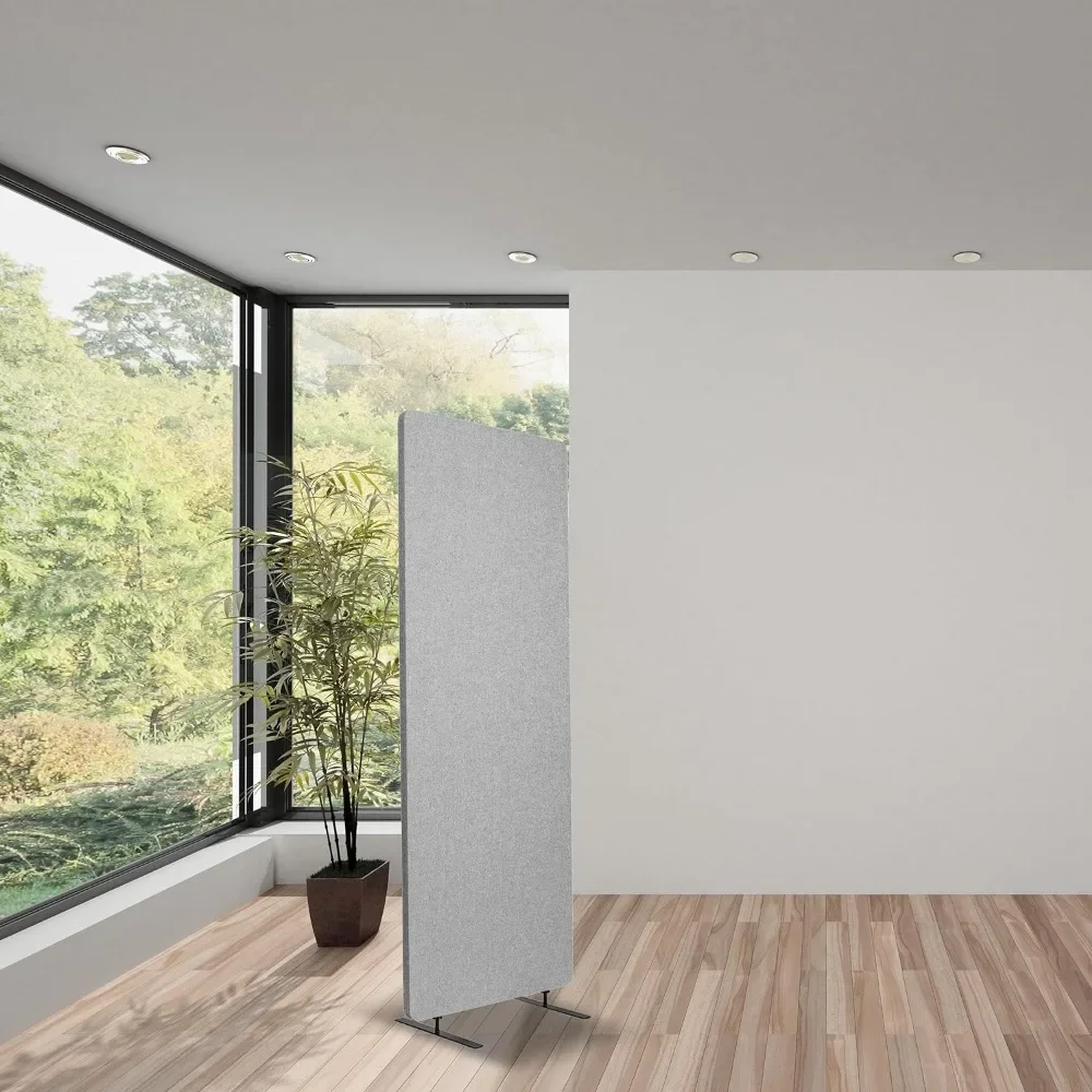 ReFocus Freestanding Noise Reducing Acoustic Room Wall Divider Office Partition (Cool Gray, 23.6" x 66", Stand-Alone Panel)
