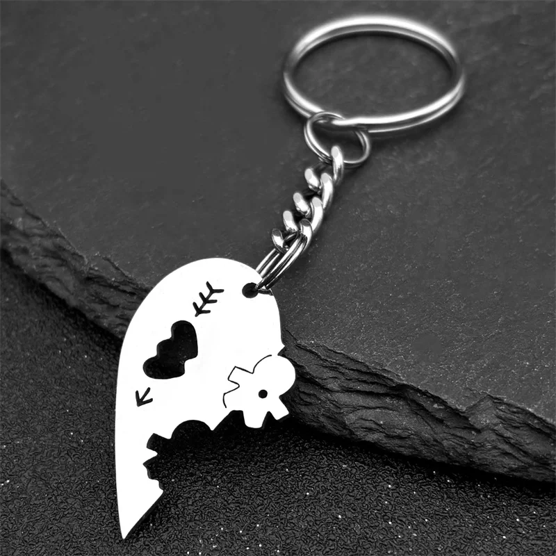 Bff Herz Liebe Schlüsselanhänger für Junge Mädchen Freundin Edelstahl Silber Farbe Pfeil Pierce Herz Schlüsselanhänger Paar Schmuck Geschenke – Detail 9