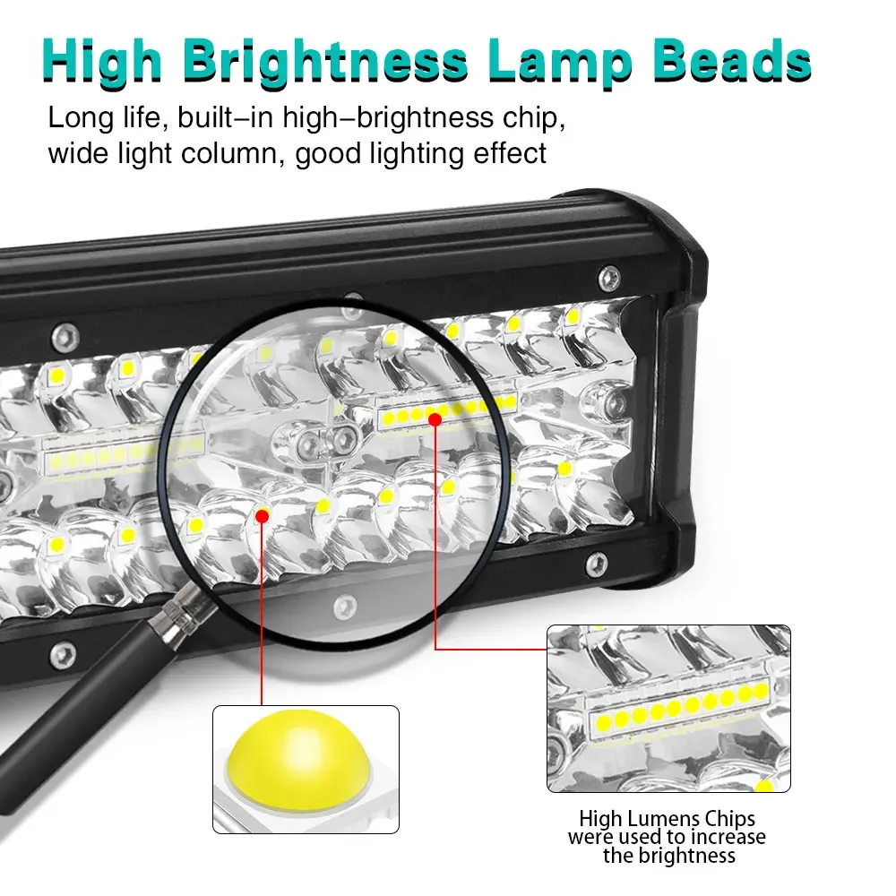 7inch 12v 24v Light Bar For Car Off Road Driving Fog Lamp 500W Flood Beams Combo Car Truck ATV SUV 4x4 Accessories