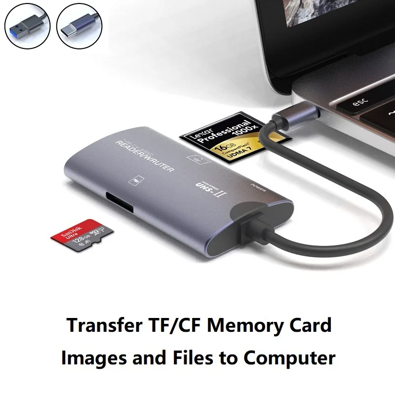 TF CF 메모리 카드 리더 2 in 1 USB 타입-C to CF 마이크로 SD 카드 어댑터 컴팩트 플래시 아이폰 17 16 15 삼성 리얼미 등용
