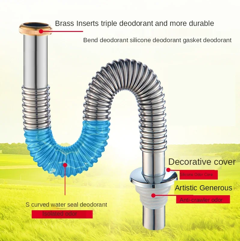 Kitchen Stainless Steel Sink Drain Filter Single Sink Drain Pipe Deodorant Sewer Accessories bathroom sink Kitchen Faucet