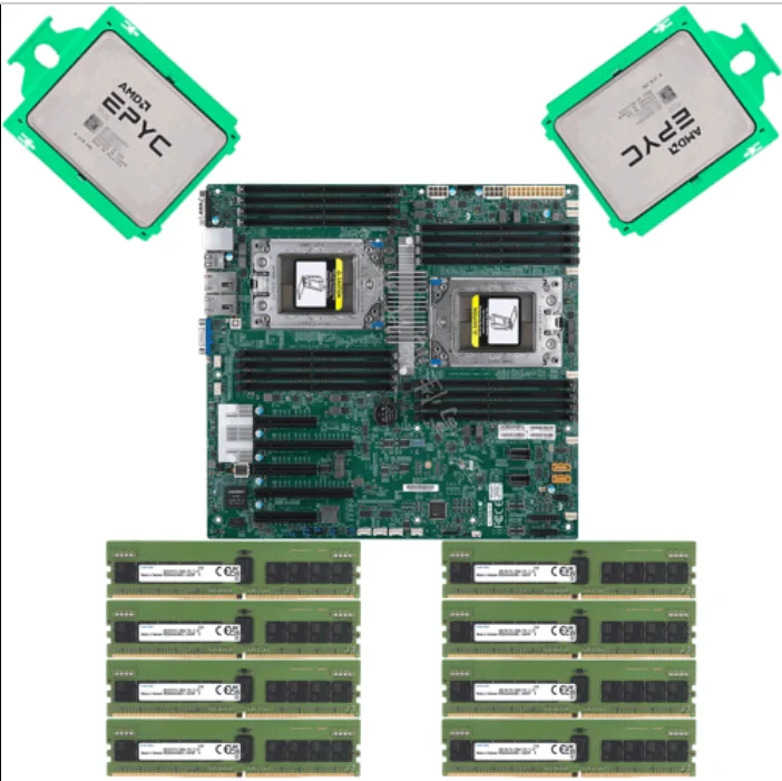 Supermicro H11DSiNT Motherboard + 2x AMD EPYC 7642 CPU + 8x 32GB