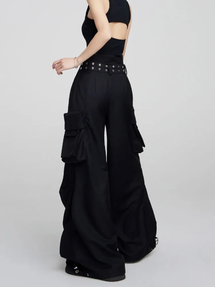 HOUZHOU Y2k Black Baggy Cargo Pants Woman's Oversized Korean Fashion Japanese Style Harajuku Streetwear Vintage Trousers Summer