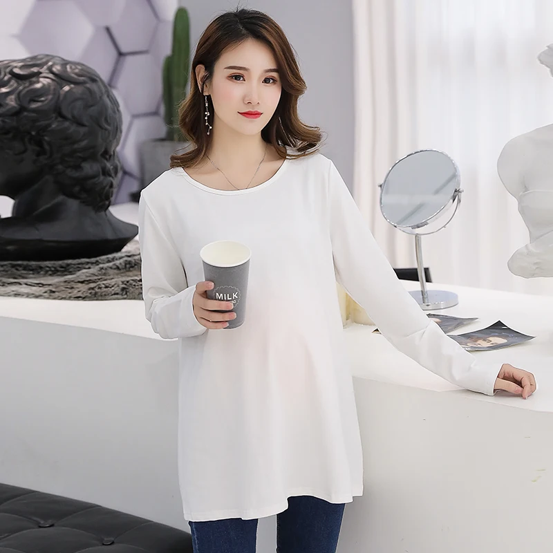 Shirt Women Long Sleeve Pregnant Woman Plus Size Maternity Graphic