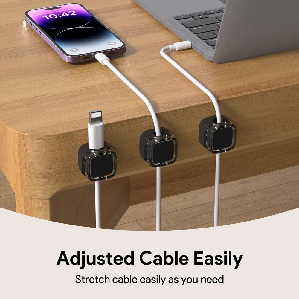 Cable Organizer Cable Management Bracket NNBILI 6PCS Magnetic Cable Clip Cable Holder Adhesive Wire Keeper Cord Organizer for Home Office Under Desk Management