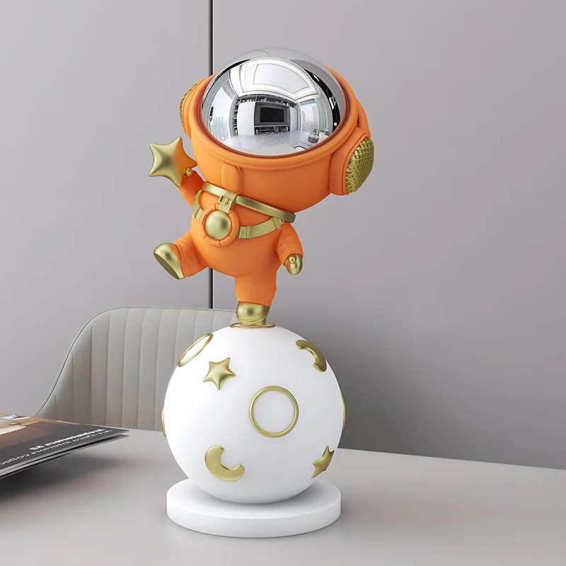 

Modern Art Resin Astronaut Sculptures Moon Statue Interior Home Decor Desk Accessories Desktop Miniature Figurine Decorative