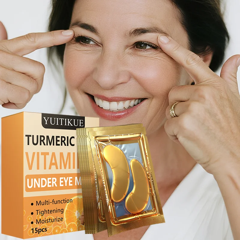 YUITIKUE Turmeric Vitamin C Eye Mask Multi-Functional Tightening Moisturizing 15 Pieces Pack