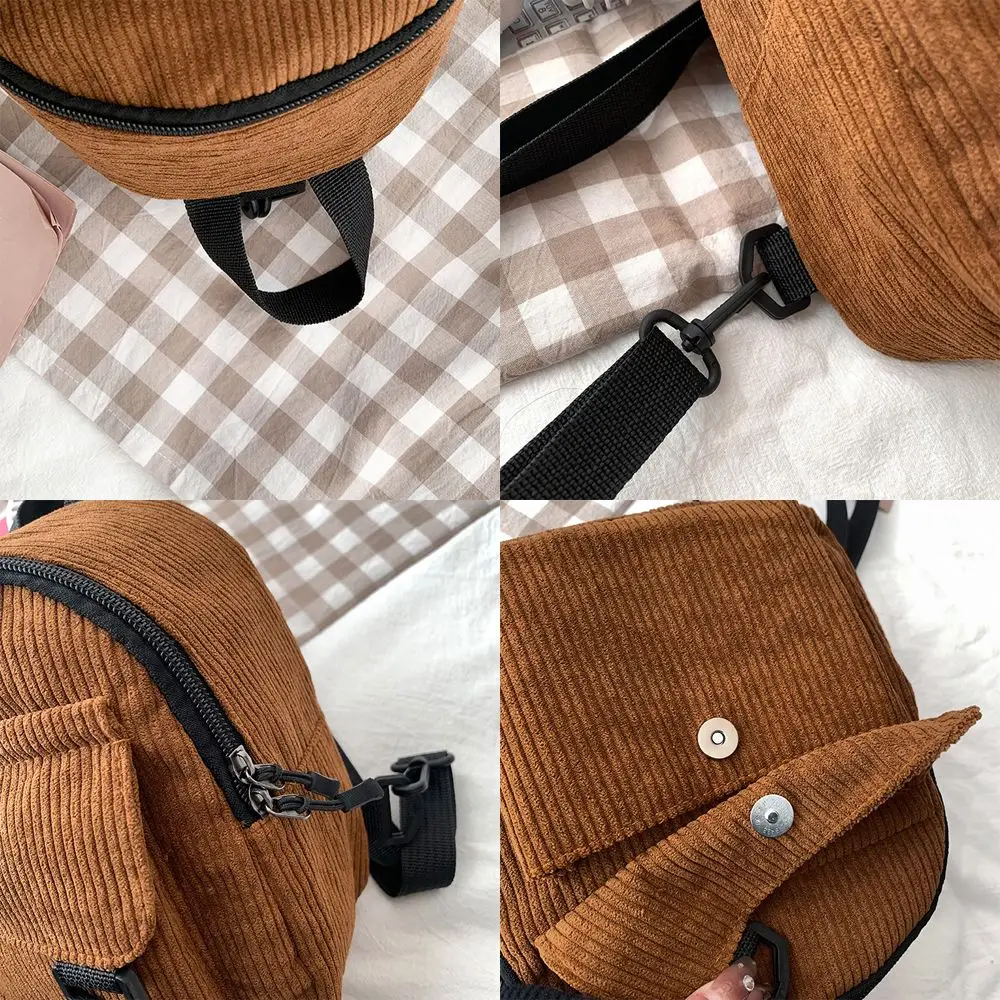Neue Mode Einfache Frauen Mini Rucksack Einfarbig Kleine Student Bookbags Handtaschen Cord Rucksäcke Reisen Zubehör – Detail 11