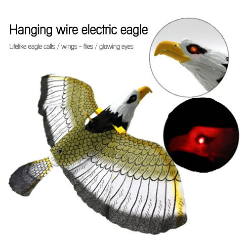 

Hanging Wire Electric Eagle Luminous Bird Repellent Hanging Eagle with Music Flying Bird Scarer