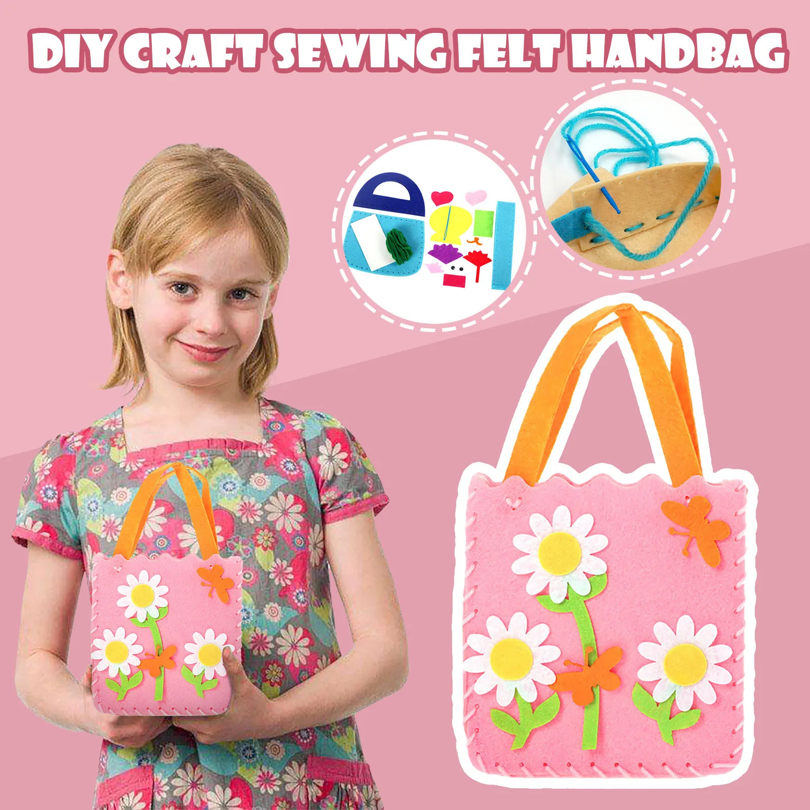Diy Craft Sewing Felts Handbag Kit Candy Gift Bags Kids Sewing Toys For Girls Diy Collection Bag Handbag Art Crafts Educational