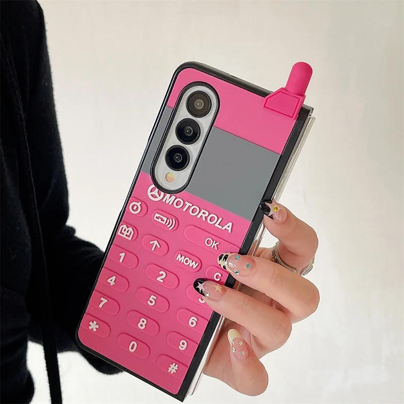 Case For Samsung Galaxy Z Flip 6 5 4 3 Z Fold 6 5 4 3 Retro Button Phone Pattern Shockproof Mobile Phone Case Cover | Gaffar India