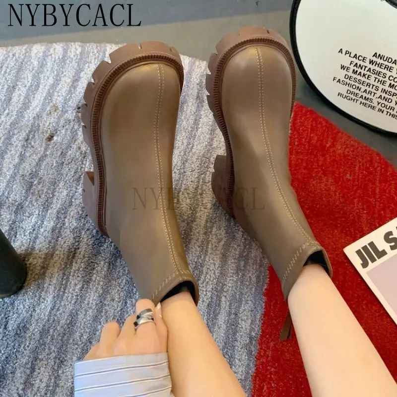 2022 New Arrive Platform Shoes Women Boots Round Toe Zipper Autumn Winter Fashion Ankle Female Ytmtloy Botines De Mujer Sexy