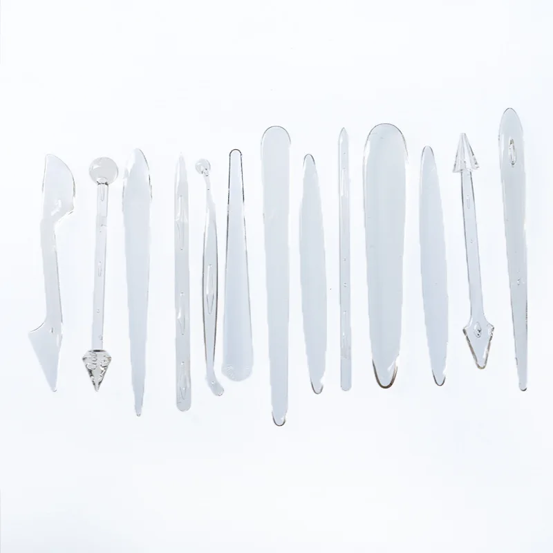 Polymer Clay Tools 13Pcs Transparent Clay Soft Pottery Cartoon Shaping Tool Set Baking Utensils Fondant Carving Shaping Plastic Knife for