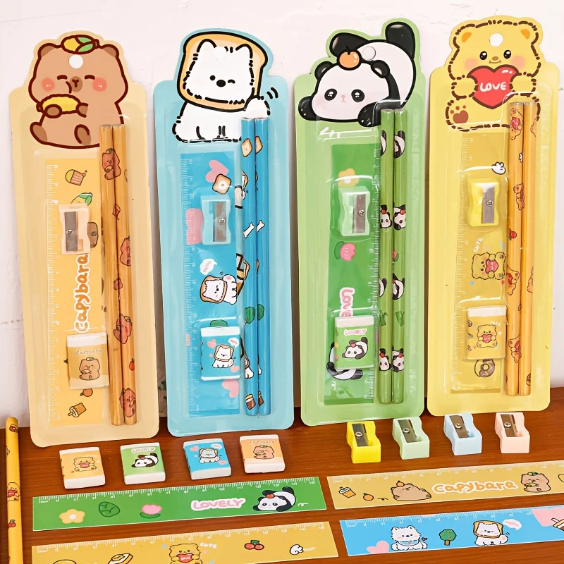 4/8Sets Pencil Stationery Set with Eraser Multipurpose Writing Tool for Student Prize Party Favor School Supply - 3