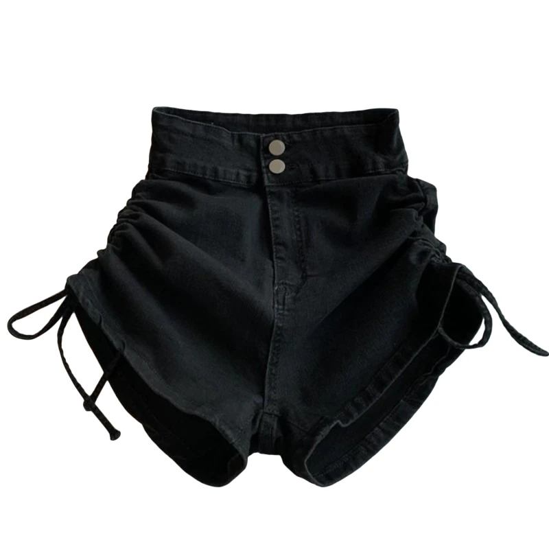 Shorts Women Retro Streetwear Trendy Femme Popular Shirring Comfortable Leisure All-match Newly High Waist Design Chic keiki kona shorts