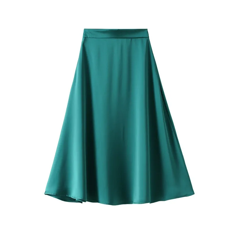 

Women New for Summer Long Style Skirt Silky Fabric Fashion Appear Thin Simplicity Solid Color Lady Skirt