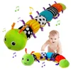 Baby Rattle Musical Caterpillar Worm Soft Infant Plush Toys Multicolor Sensory Stuffed Animals Crinkle Toy with Ruler Bells Gift 2