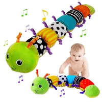 Baby Rattle Musical Caterpillar Worm Soft Infant Plush Toys Multicolor Sensory Stuffed Animals Crinkle Toy with Ruler Bells Gift 2