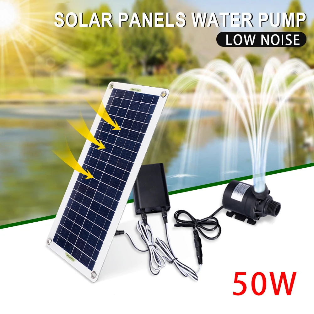 50W 800L/H Solar Water Pump Brushless Solar Panel Monocrystalline Silicon Low Noise Continuous Work Garden Decoration Kit Tool solar fountain pump,solar water pump,adjustable water pump