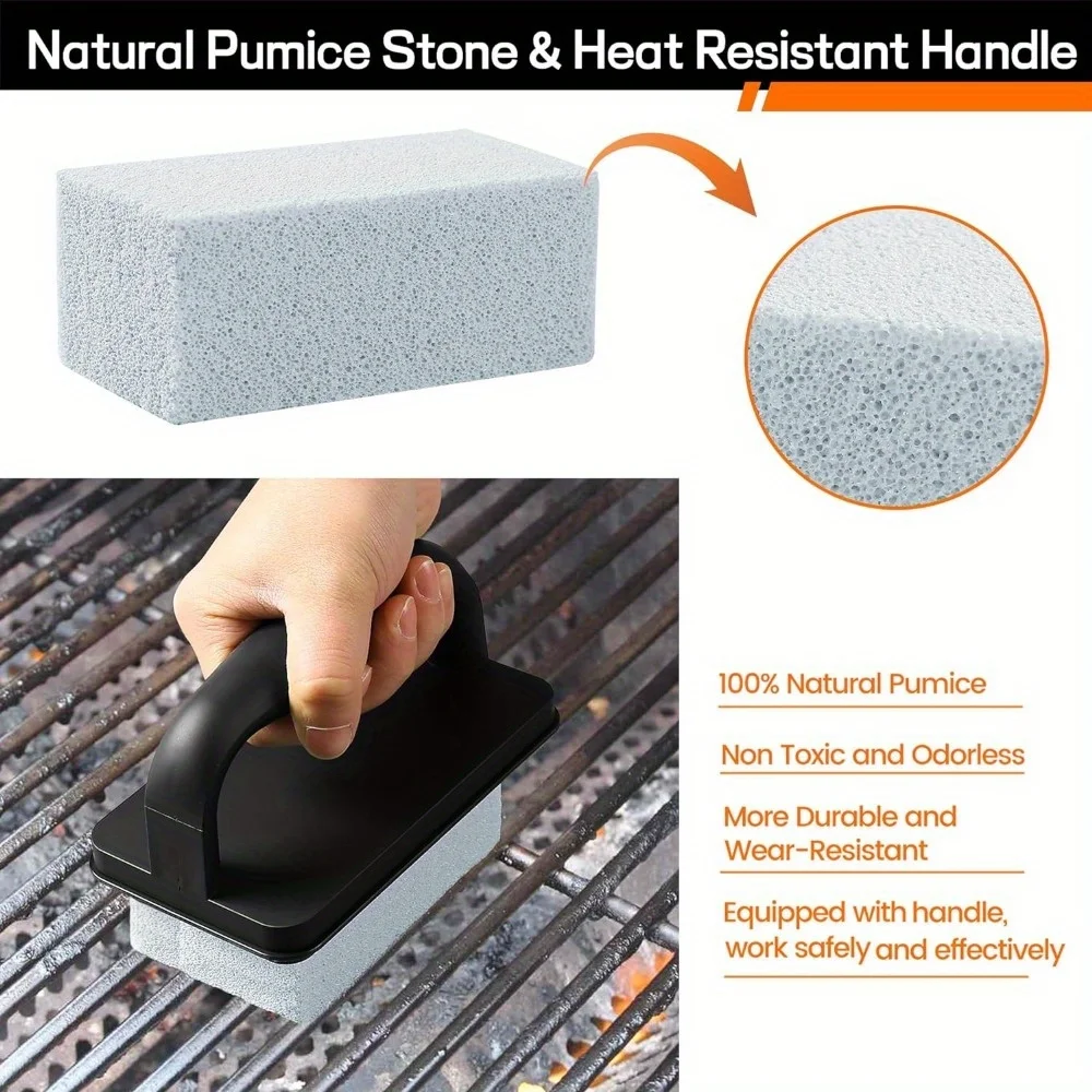 Grill Cleaning Bricks with Handle/Grill Stone/Griddle Stone, 5 Pieces Scrubbing Pumice Stone for Cleaning Blackstone Flat Top BB