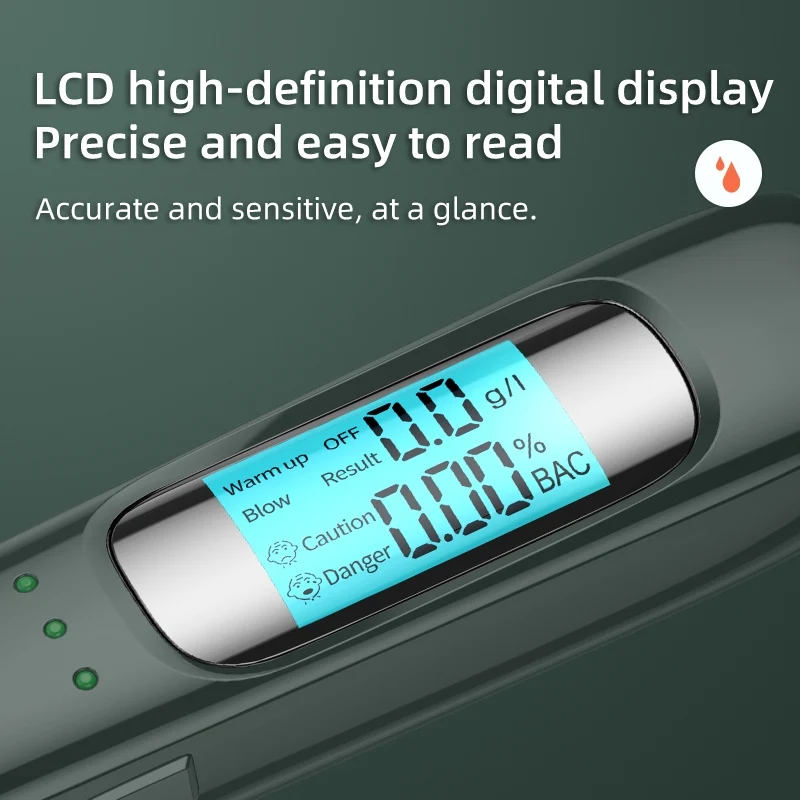 Non-contact Alcohol Tester High Precision Breathalyzer Alcometer USB Rechargeable LCD Display Digital Portable