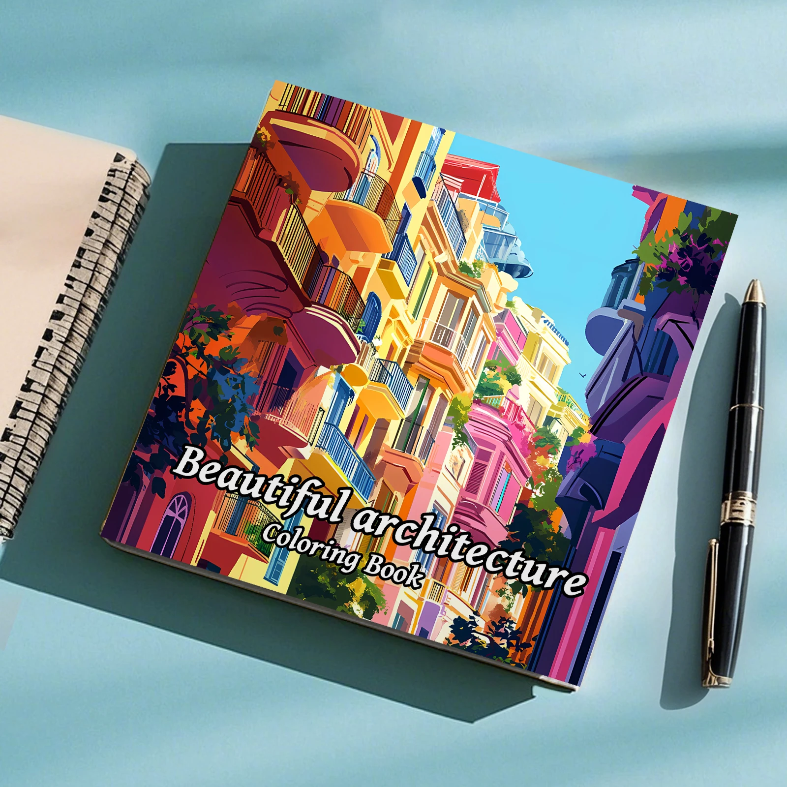 1pc Beautiful Architecture Coloring Book 24 pages Kill Time Graffiti Painting Drawing Adult Picture Book 5