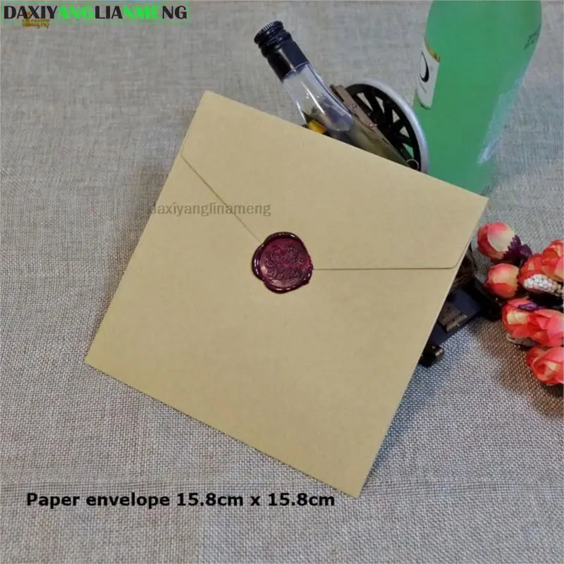 Square Kraft Multicolor Ordinary Invitation Paper Decorative Wedding Envelope ping 50PCS/LOT 15.8/12.7 /10 wedding envelopes
