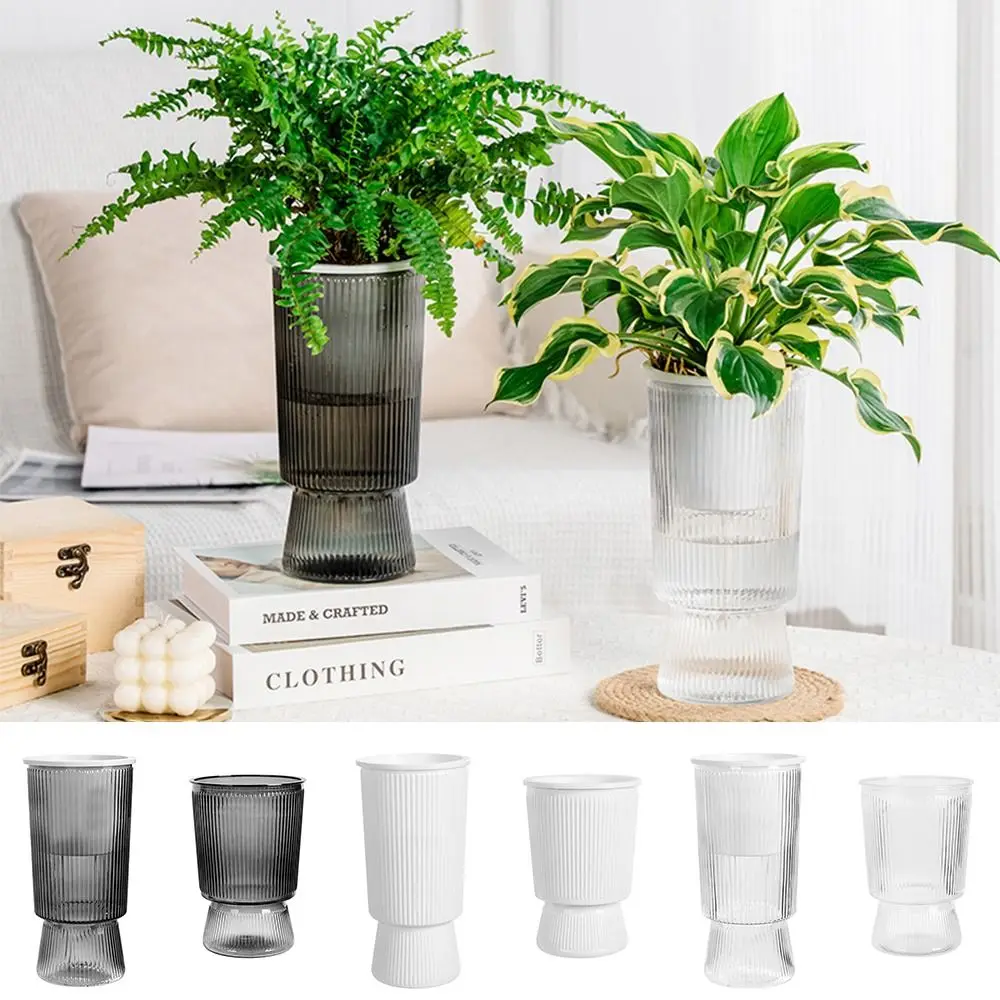 Flower Pot Self Watering Self-absorbing Transparent Vase Plastic Bamboo Planter Succulents Waterless Cultivation