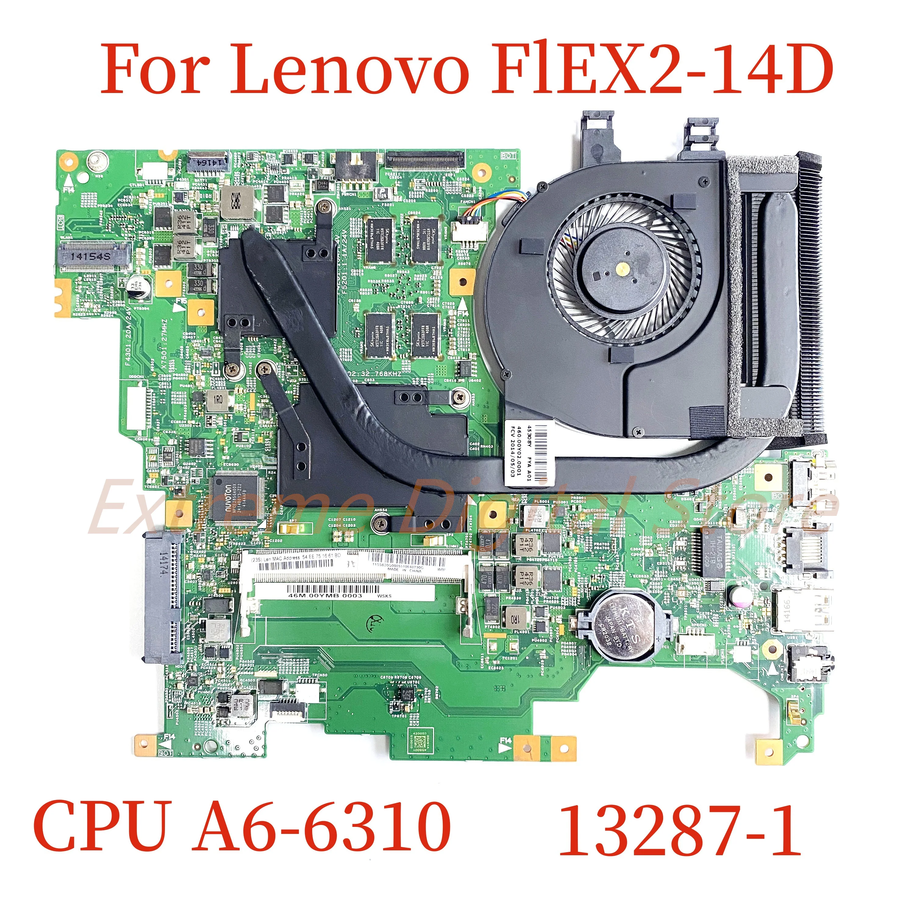 Lenovo Flex 2 14d Amd A6 6310 Suitable-for-Lenovo-FlyEX2-14D-laptop-motherboard-13287-1-with-A6-6310