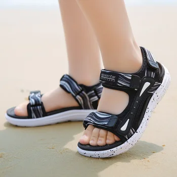 Sandali per bambini di marca primavera estate scarpe da spiaggia per ragazzi e ragazze sandali piatti traspiranti scarpe da esterno per bambini in pelle PU taglia 28-40 1