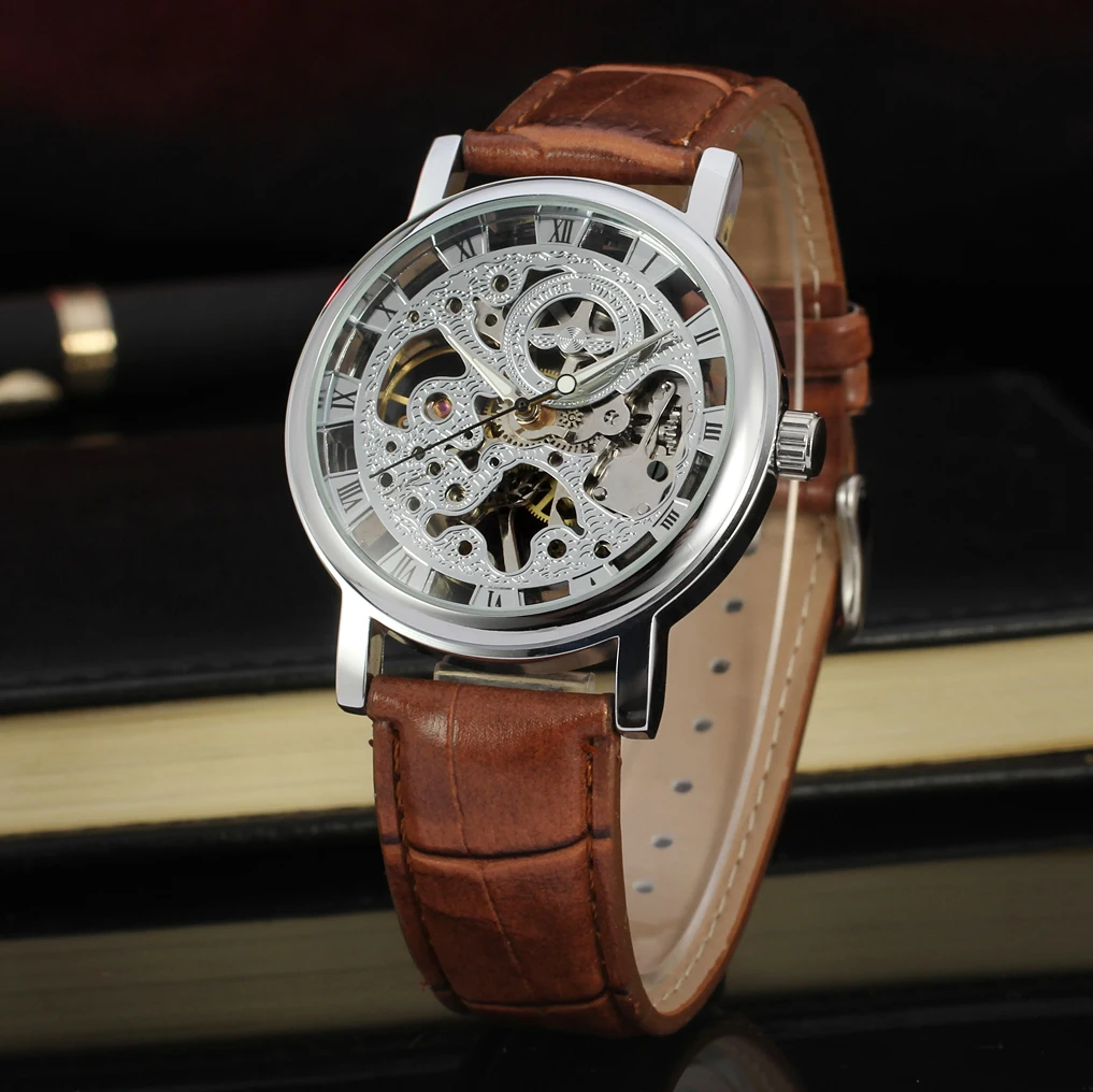 Winner Transparent Fashion Casual Design Gold Case Brown
