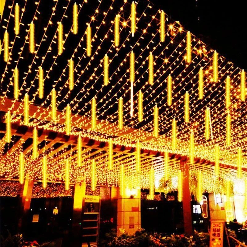 8/16/24/32 Tubes Meteor Shower Fairy String Lights Holiday Festoon Christmas Lights for Outdoor Street Garland Garden Decoration