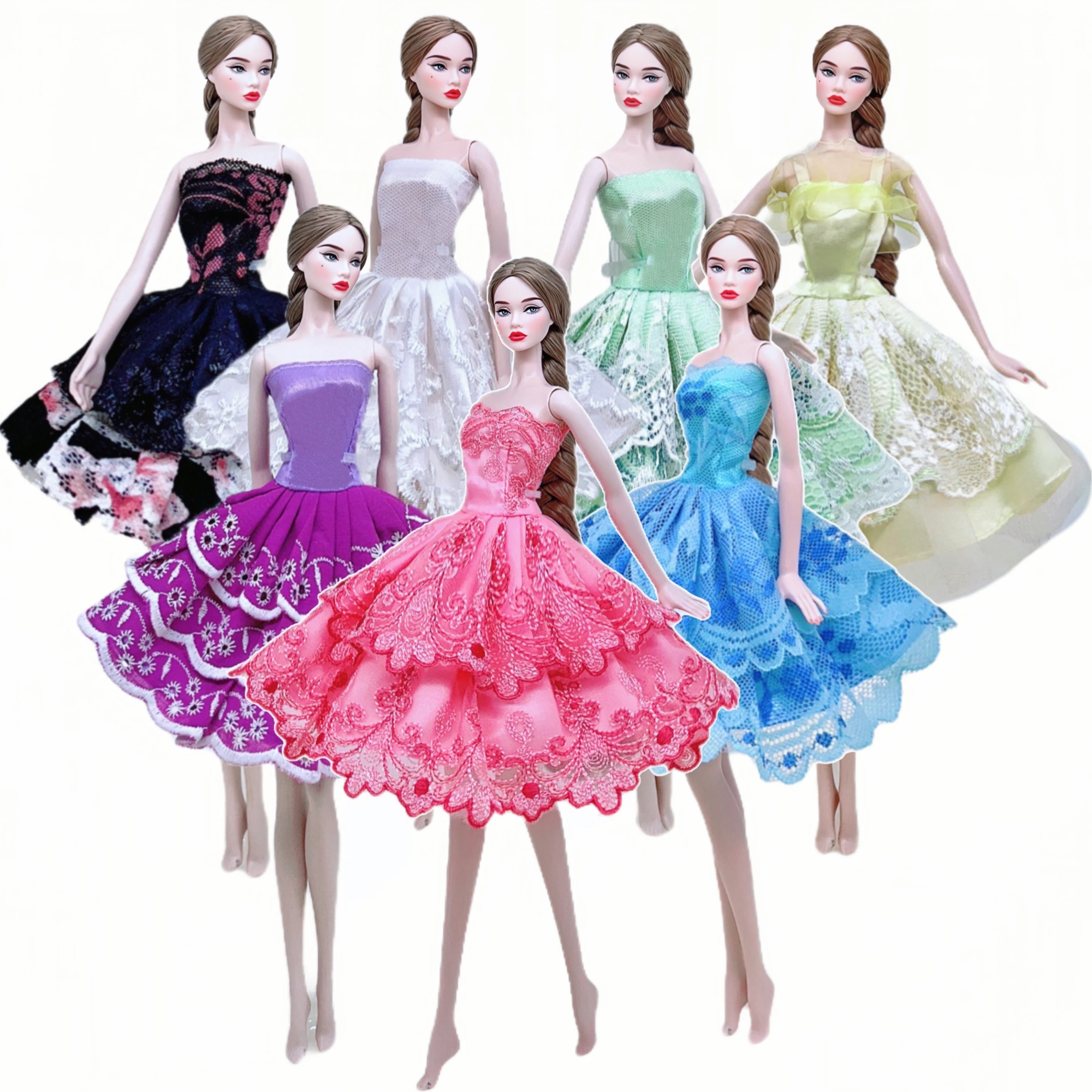 Barbie Doll Clothes Doll Clothes Case For barbie clothes Princess Ball Gown Elegant Layer Skirt Party Clothes Veil Long Wedding Dress For Barbie Doll