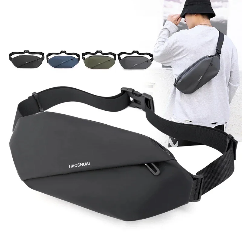 

Men Waist Fanny Pack Purse Running Sports Reflective Travel Waterproof Nylon Male Sling Cross body Bum Hip Belt Chest Bag