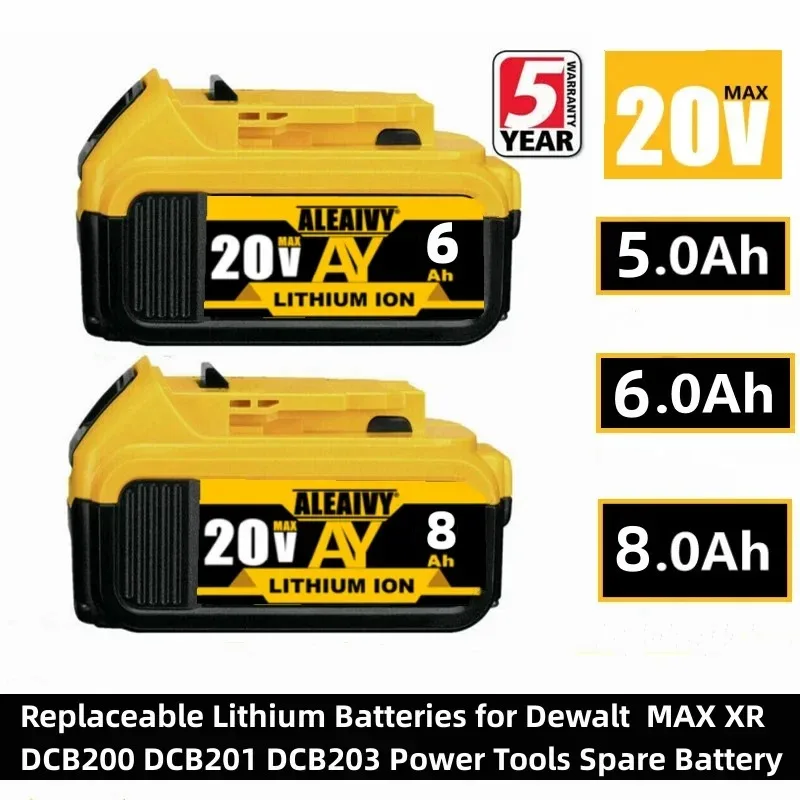 Dewalt Impact Driver 6000mAh DCB205 Replace For Dewalt 20V MAX XR Lithium Ion Battery-Pack DCB204 DCB200 DCB206 Dewalt Drill