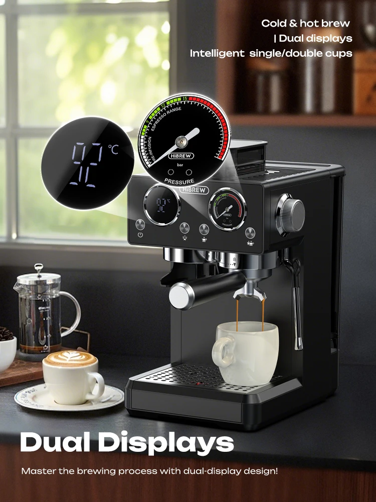 ماكينة قهوة اسبريسو HiBREW H20 شبه أوتوماتيكية مع...