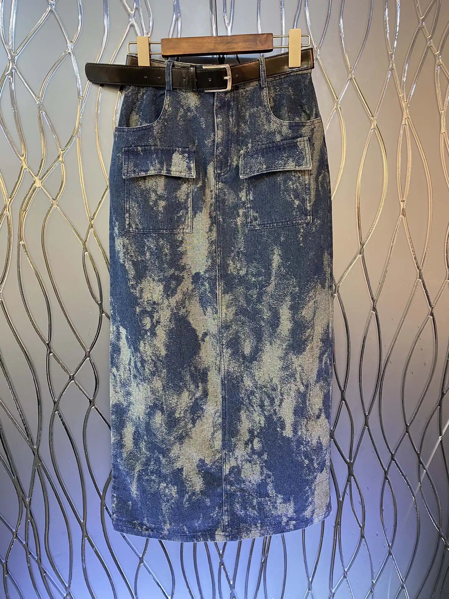 

2023 autumn and early winter fashion new women's clothing Belt Denim Skirt 0802