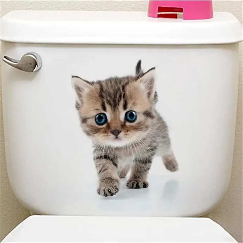 Cute 3D Kitten Toilet Cat Wall Stickers 1PCS wall stickers self adhesive stickers vinyl stickers self adhesive wall stickers vinyl wall stickers toilet stickers chalkboard stickers chalkboard wall stickers