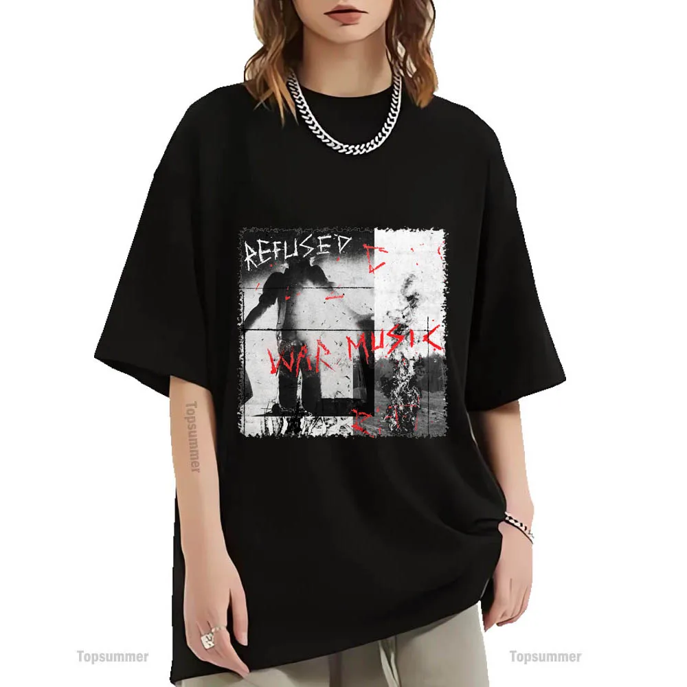 Футболка с надписью «War Music Album», футболка с отказом на турне, уличная черная футболка в стиле ретро для подростков, футболки большого размера для мальчиков и девочек