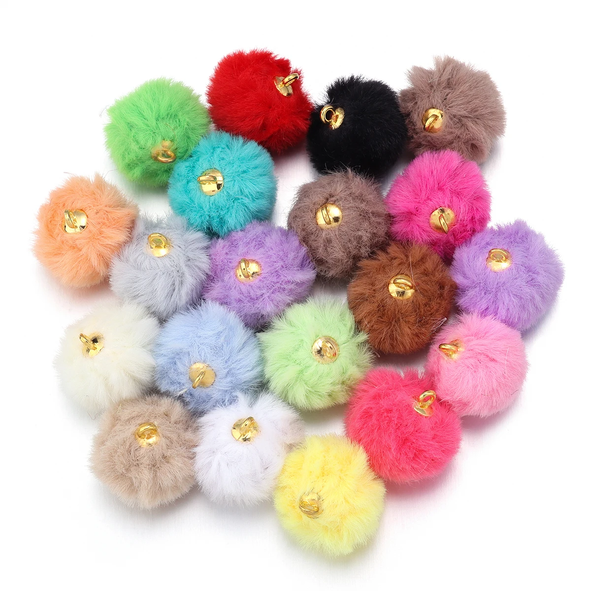 20 stücke Plüsch Fell Bedeckt Ball Perlen Charms Nachahmung Kaninchen Fell Pompon Anhänger Für Schmuck Machen DIY Halskette Armbänder Ohrringe – Detail 9