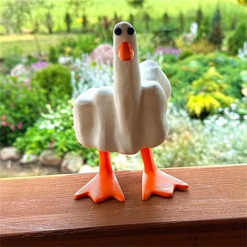 

New Creative Funny Little Duck Personalized Middle Finger Resin Statue Home Desktop Craft Ornament Garden Sculpture Decor Gift
